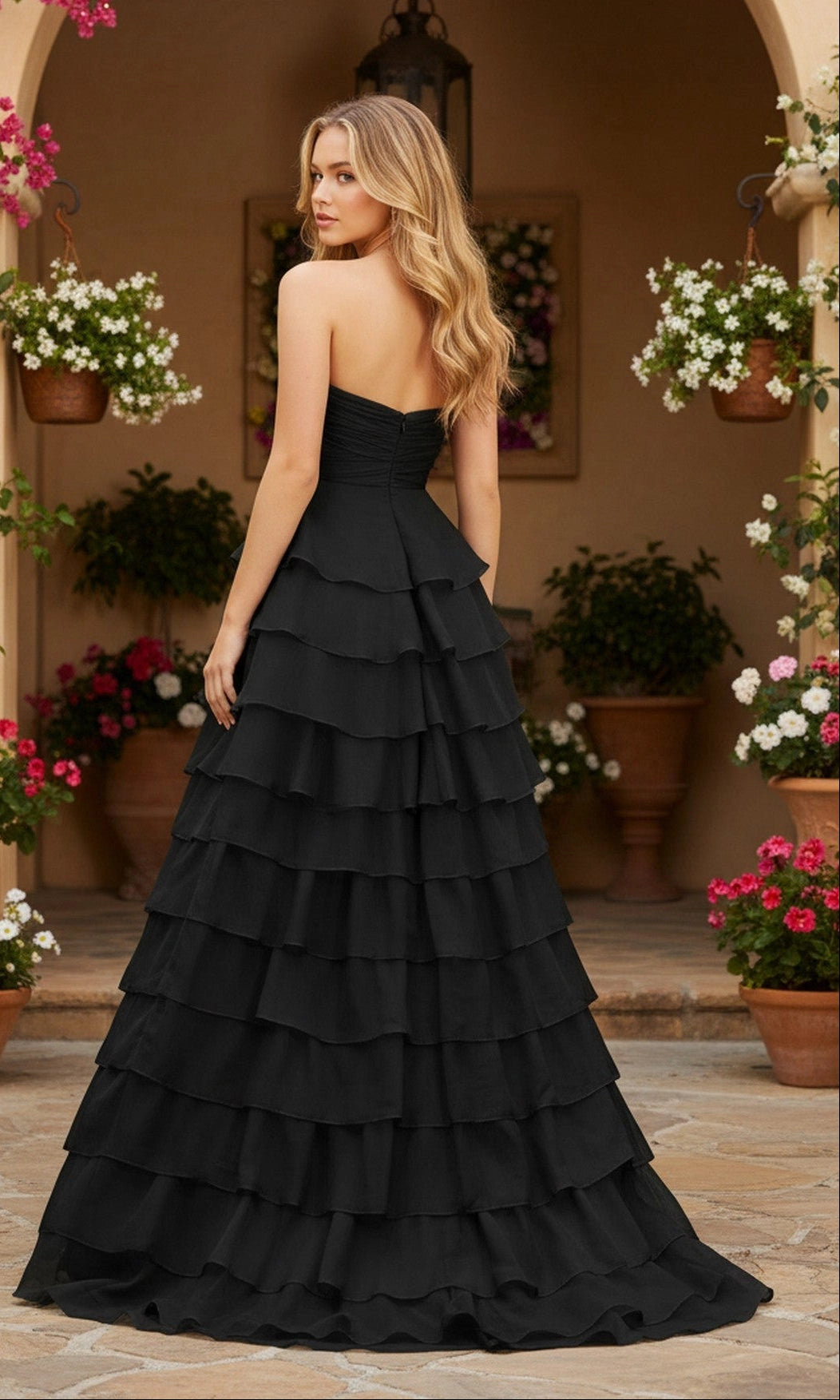 Romantic A Line Sweetheart Strapless Chiffon Floor Length Prom Dress