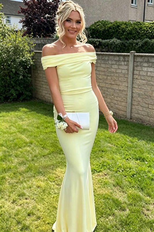 Loverlm light green mermaid evening dress with off shoulder draped neckline