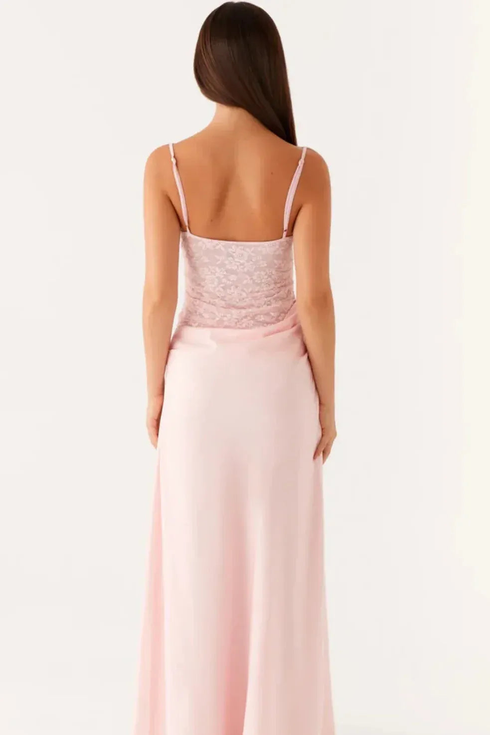 Romantic Lace Sheath Sweetheart Sleeveless Straight Back Maxi Wedding Guest Dress