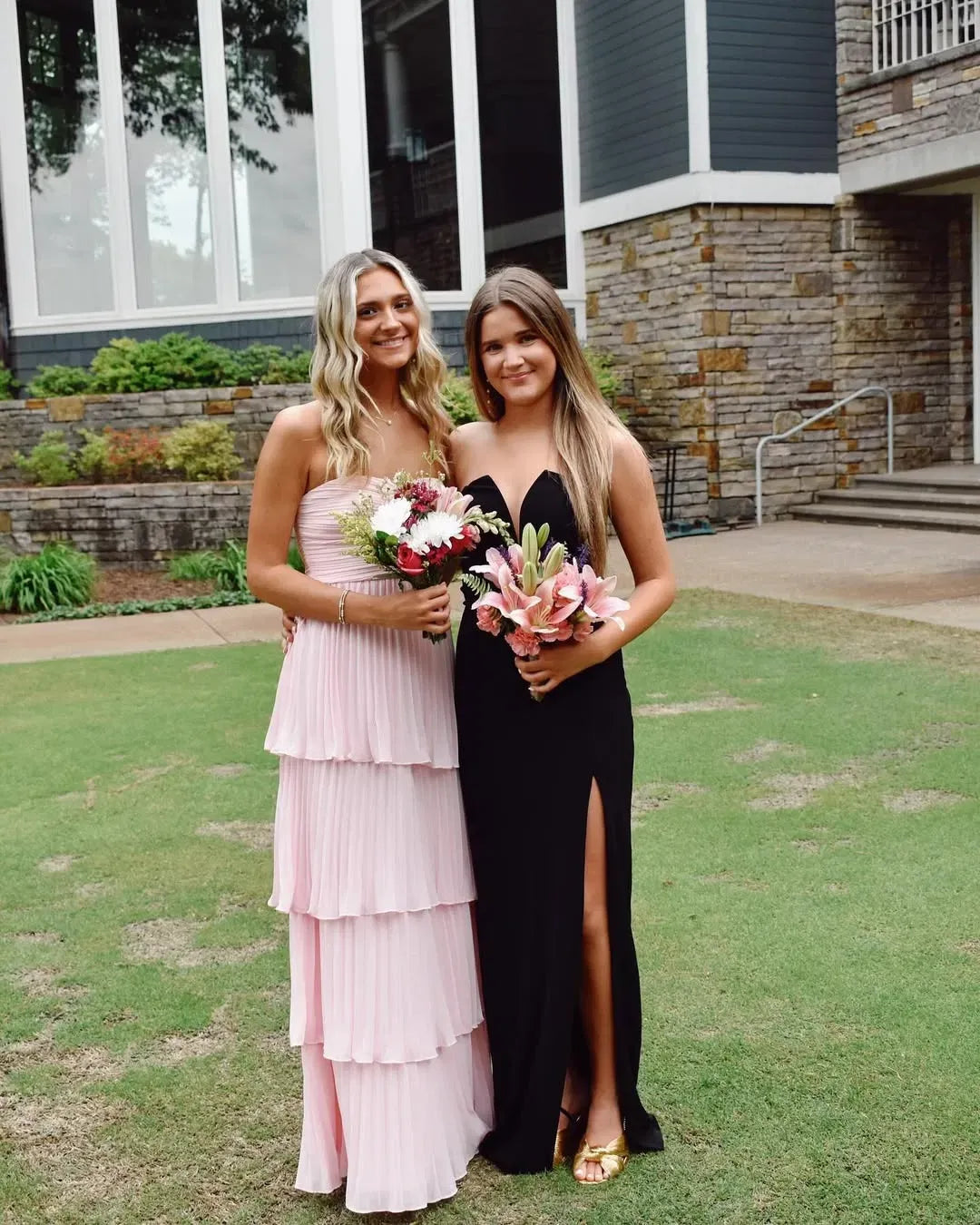 Romantic Chiffon A-Line Sweetheart Strapless Zipper Back Floor Length Wedding Guest Dress