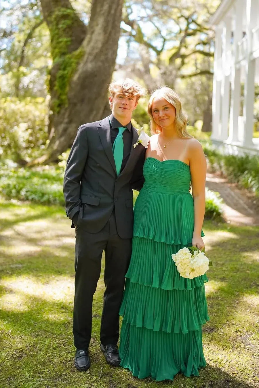 Romantic Chiffon A-Line Sweetheart Strapless Zipper Back Floor Length Wedding Guest Dress