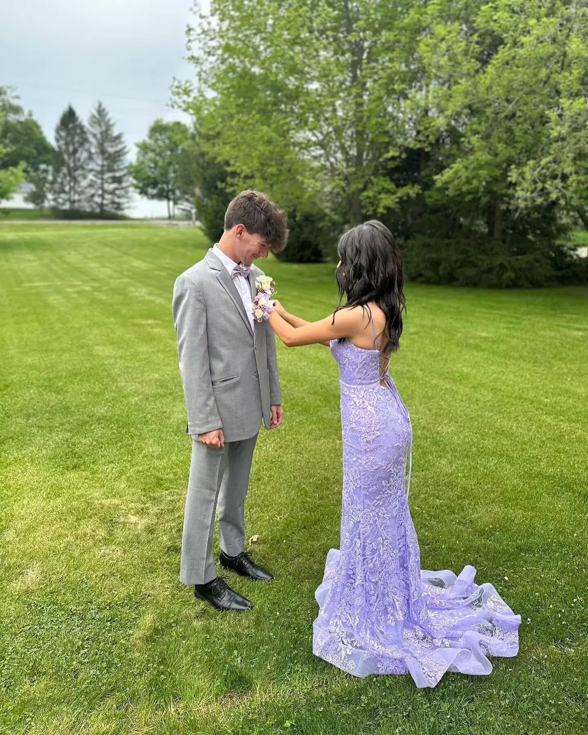 Radiant Lace Mermaid Scoop Neck Sleeveless Lace Up Back Long Prom Dress