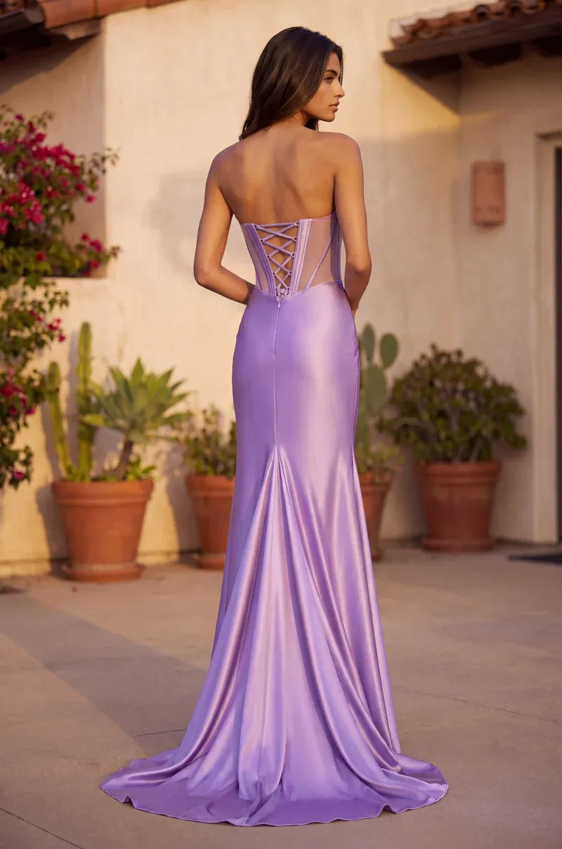 Elegant Mermaid Sweetheart Strapless Lace-Up Back Floor-Length Prom Dress