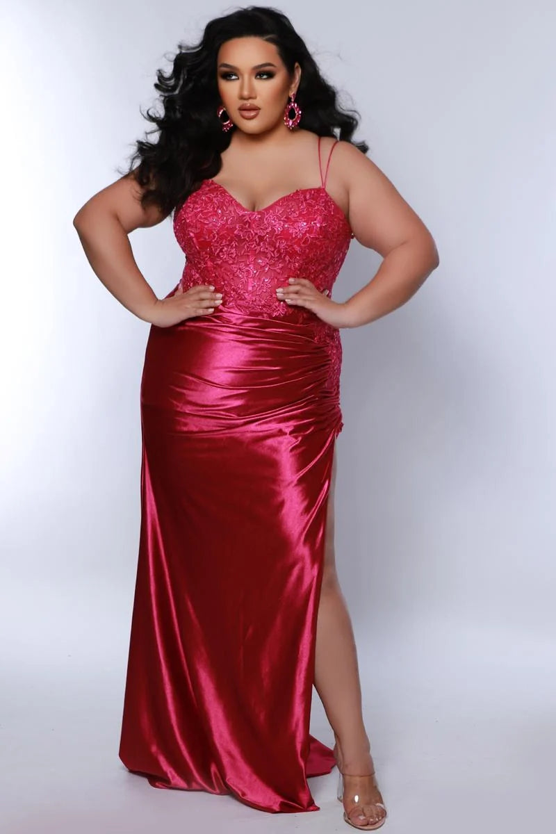 Glamorous Plus Size Mermaid Sweetheart Sleeveless Satin Floor Length Prom Dress