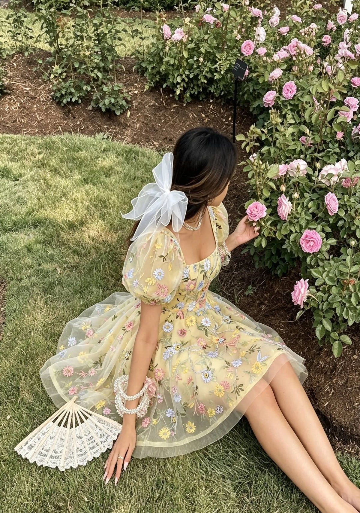Romantic A Line Square Neck Puff Sleeve Square Back Short Homecoming Dress