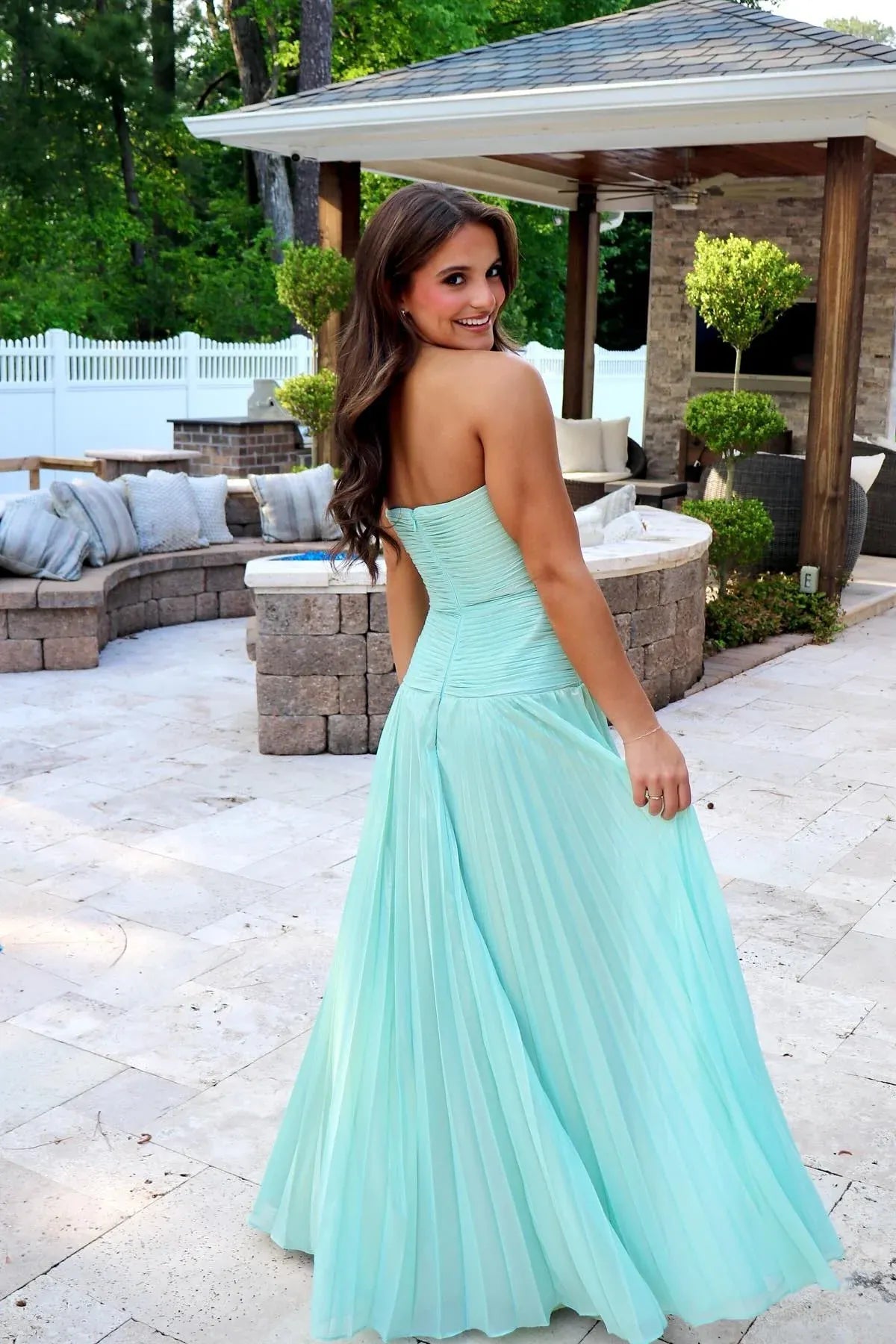 Graceful Chiffon A-Line Sweetheart Strapless Zipper Back Floor Length Prom Dress