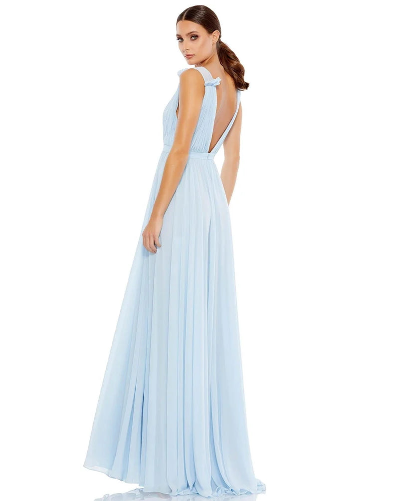 Elegant A-Line V-Neck Sleeveless V-Back Floor-Length Evening Dress