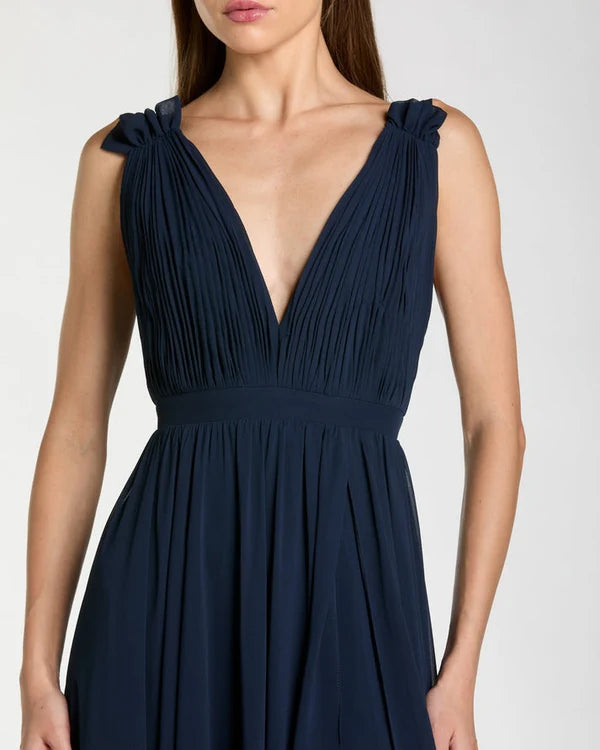 Elegant A-Line V-Neck Sleeveless V-Back Floor-Length Evening Dress