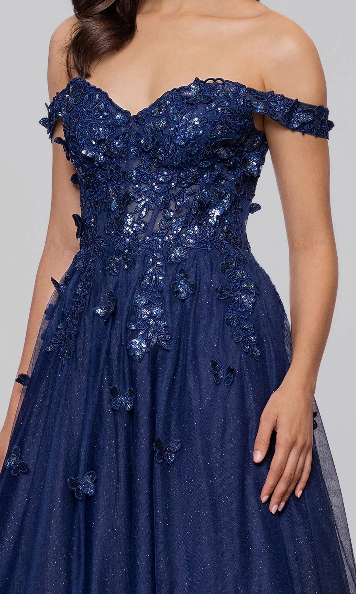 Romantic A Line Sweetheart Off Shoulder Tulle Floor Length Prom Dress