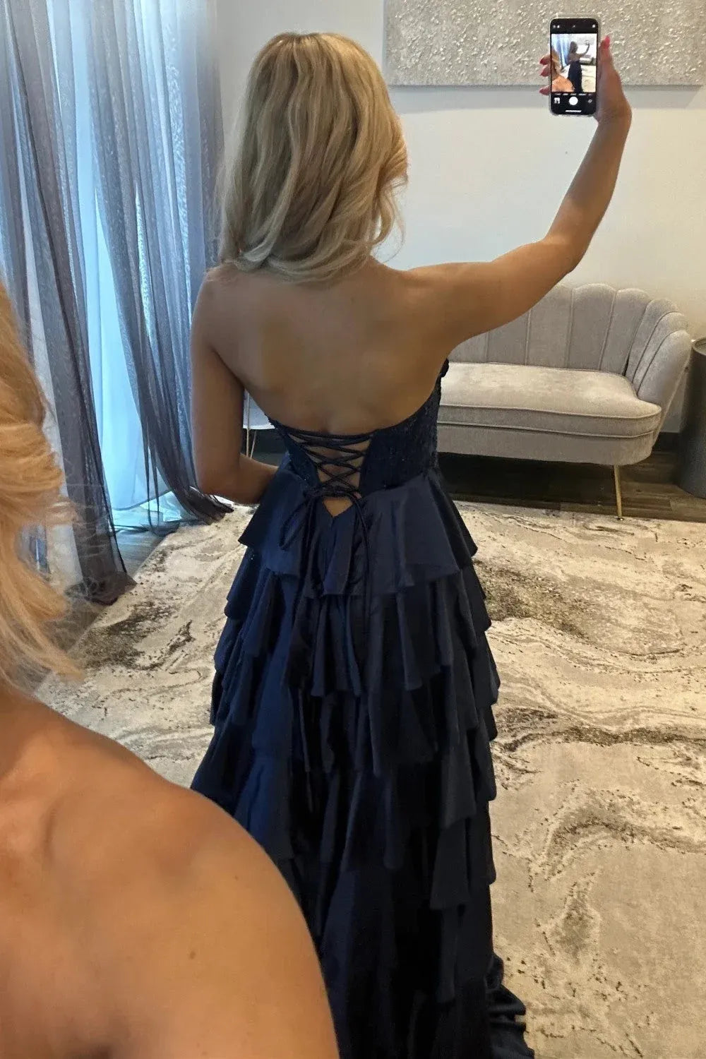 Glamorous Satin A-Line Sweetheart Strapless Lace Up Back Floor Length Prom Dress