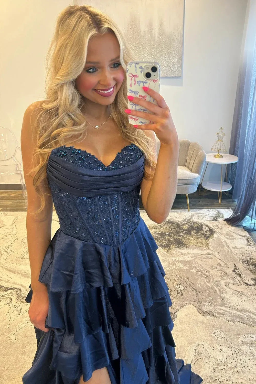 Glamorous Satin A-Line Sweetheart Strapless Lace Up Back Floor Length Prom Dress