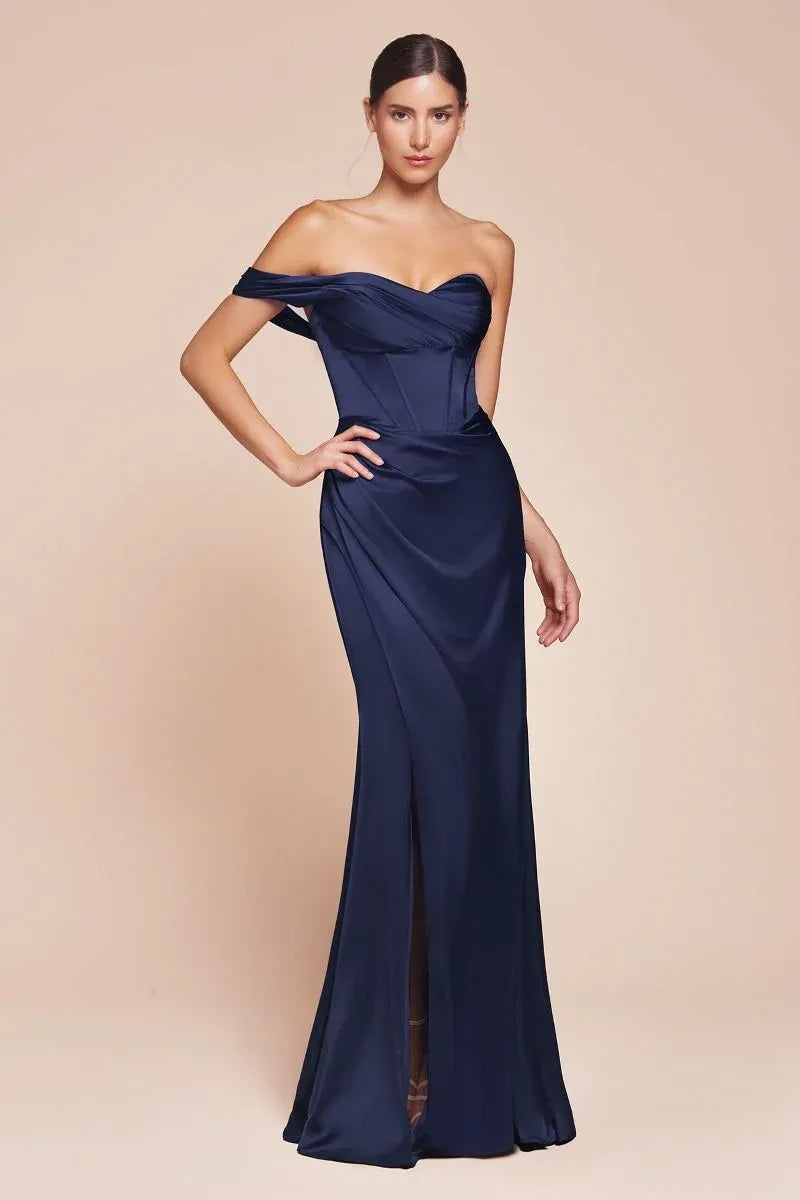 Elegant Sheath Sweetheart Off Shoulder Lace-Up Back Floor-Length Evening Dress
