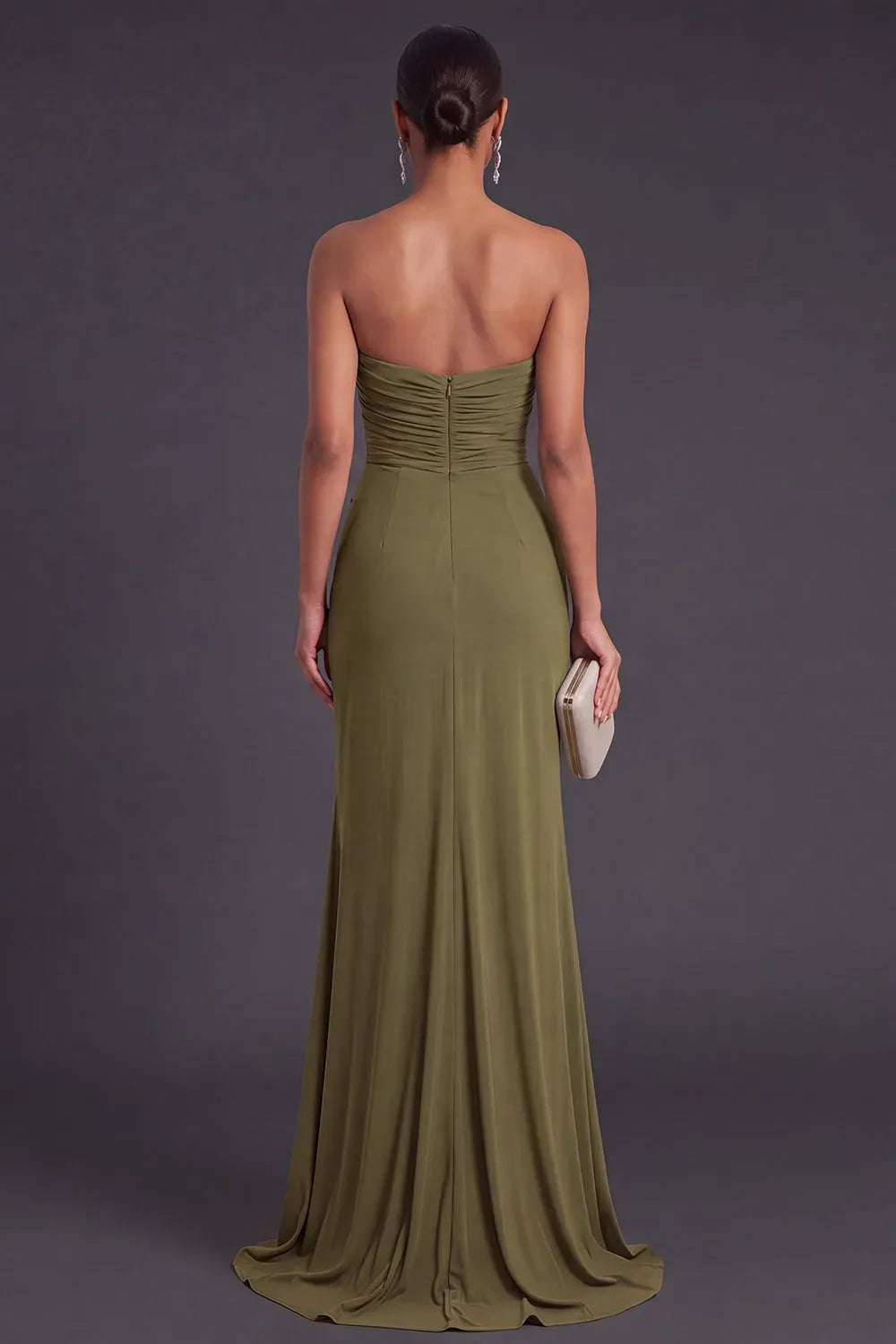 Elegant Sheath Sweetheart Sleeveless Zip Back Slit Floor-Length Evening Dress