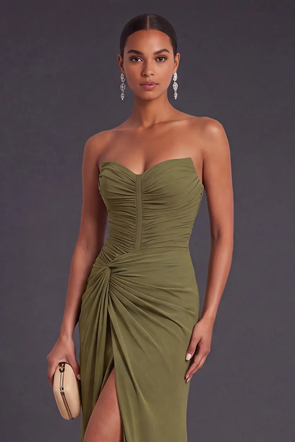 Elegant Sheath Sweetheart Sleeveless Zip Back Slit Floor-Length Evening Dress