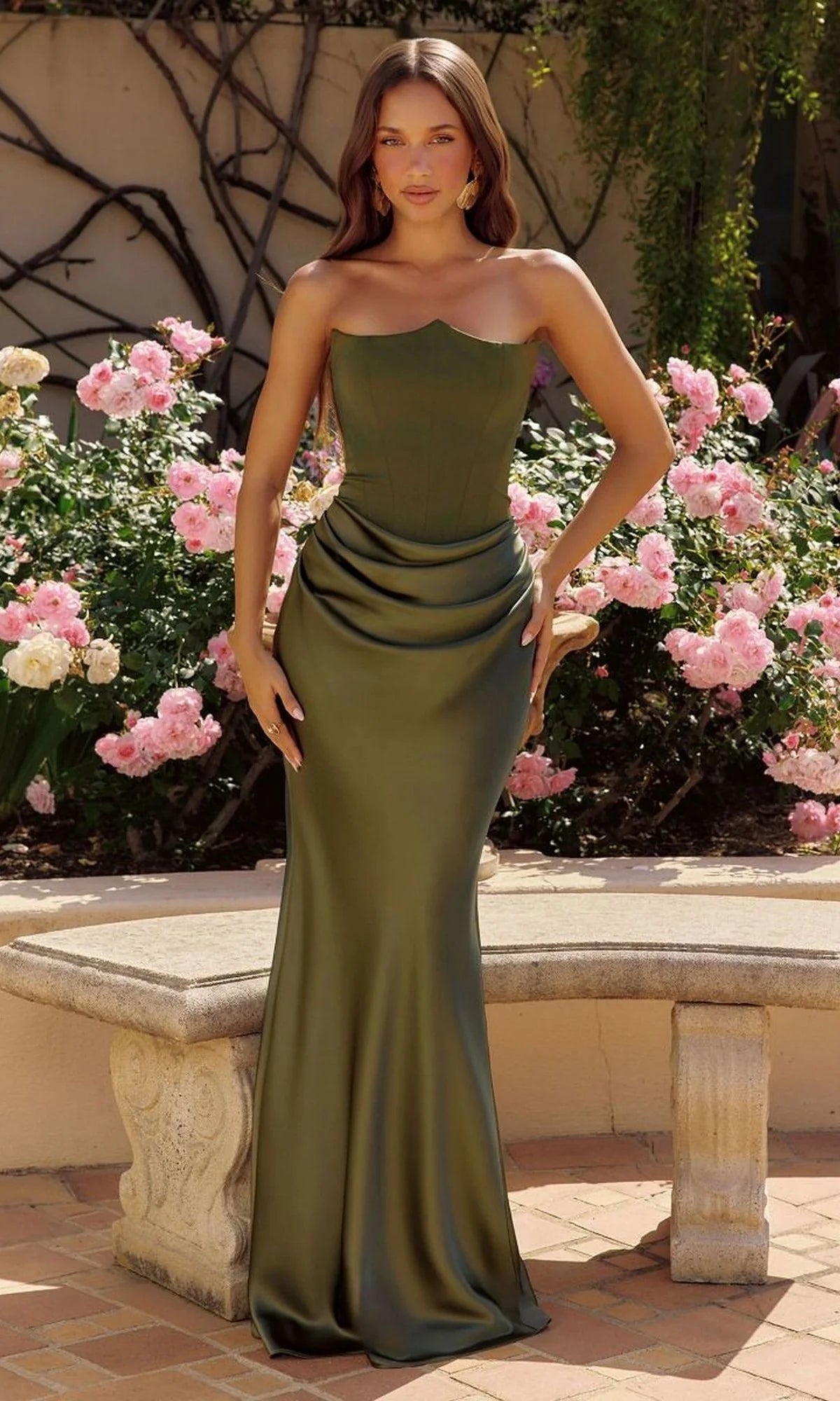 Sophisticated Sheath Strapless Sleeveless Satin Floor Length Evening Dress