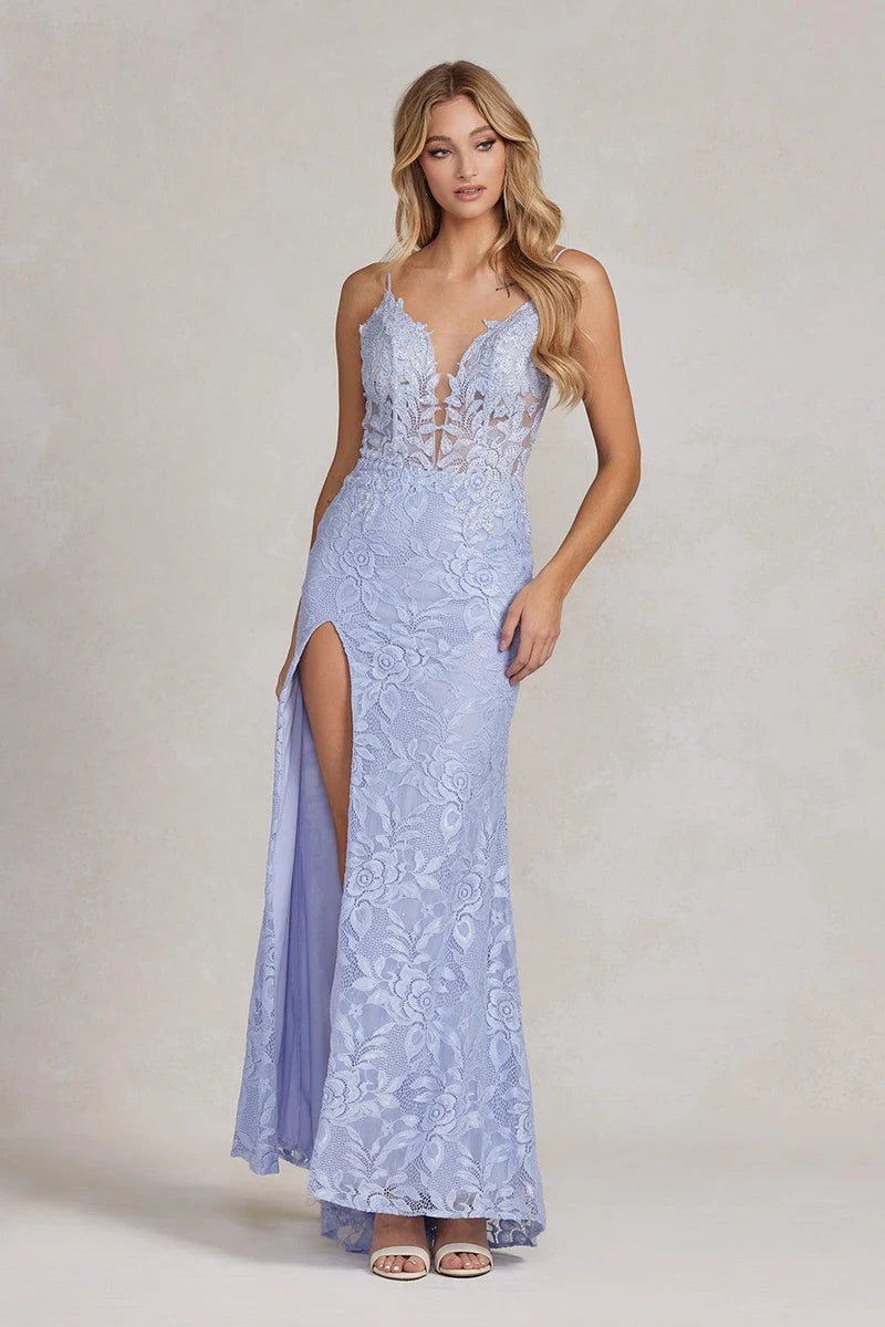 Romantic Mermaid Plunging V-Neck Spaghetti-Strap Open-Back Floor-Length Prom Dress