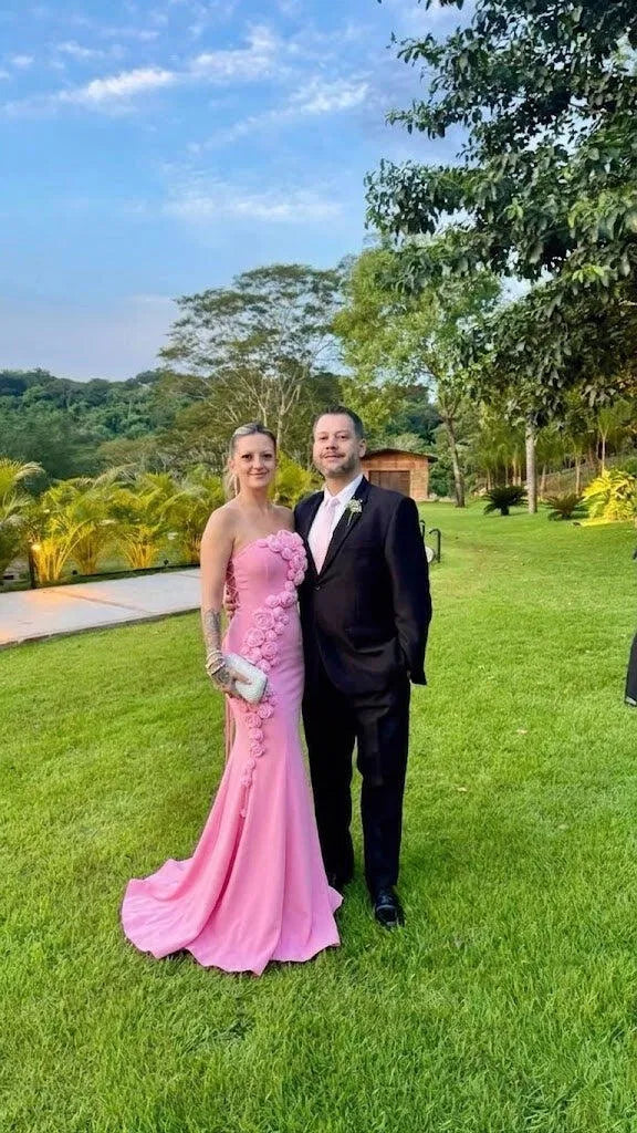 Romantic Mermaid Straight Neck Strapless Crepe Floor Length Prom Dress