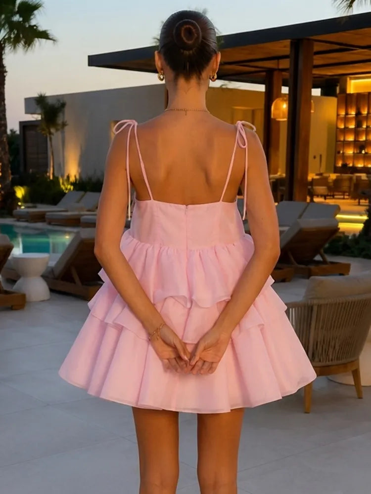 Sweet Babydoll Square Neck Sleeveless Organza Mini Homecoming Dress