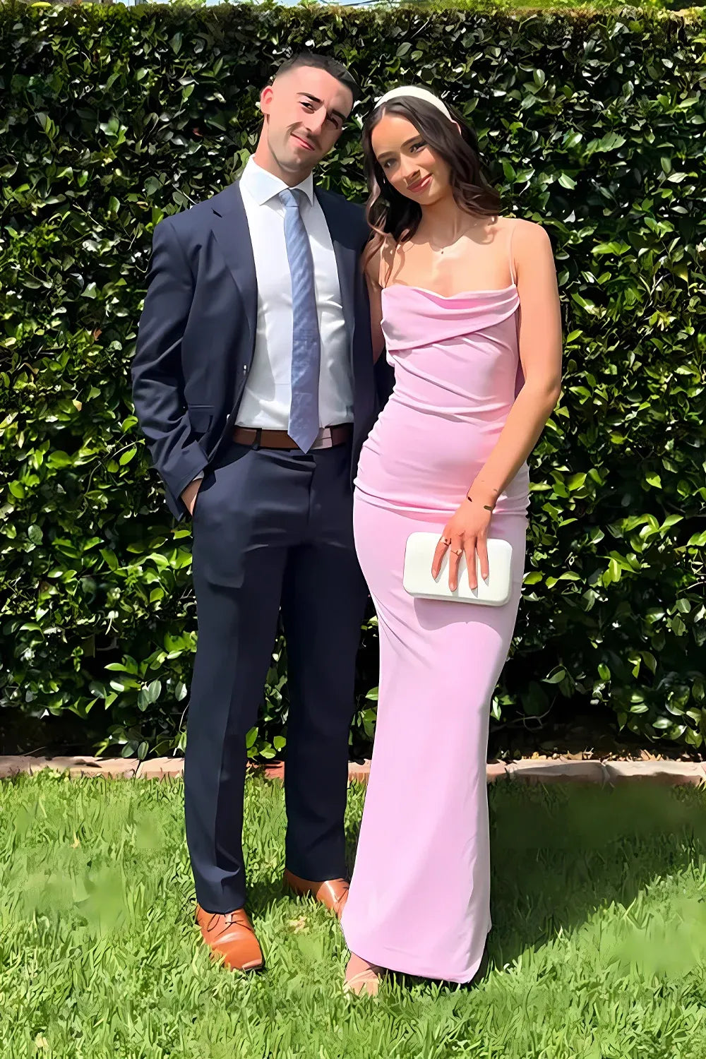 Elegant Sheath Draped Neck Sleeveless Cowl Back Floor-Length Prom Dress