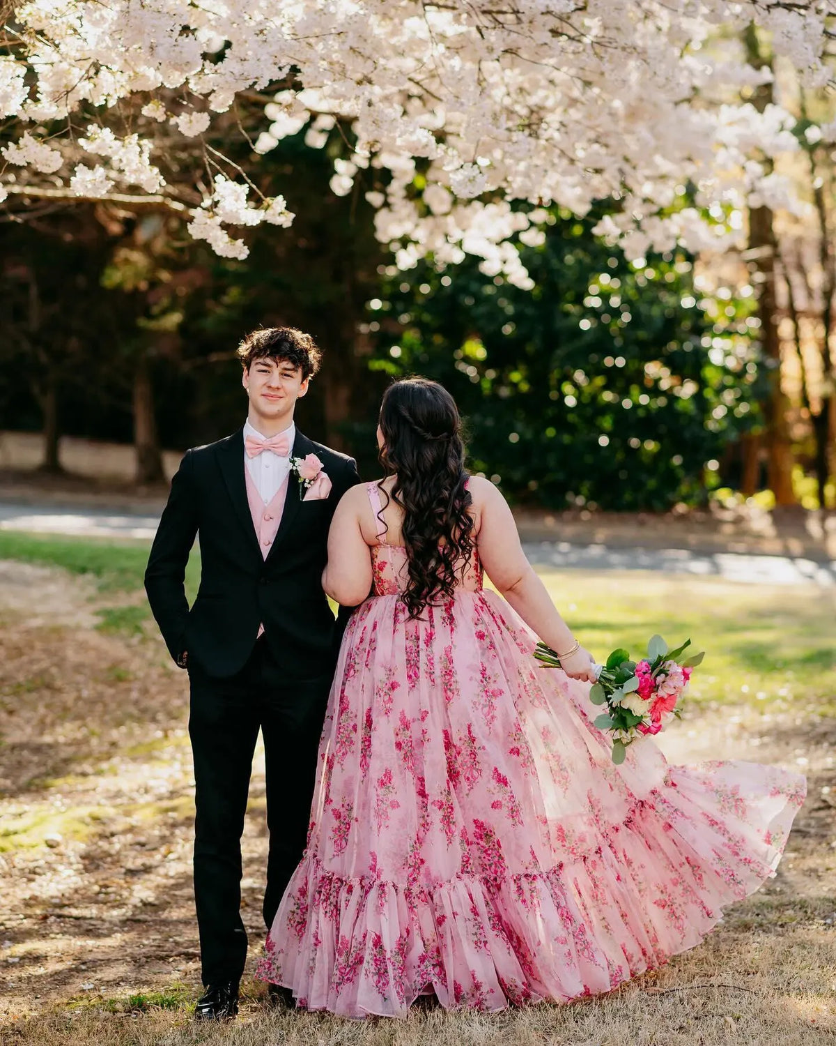 Romantic Floral Tulle A-Line Sweetheart Sleeveless Scoop Back Floor Length Prom Dress