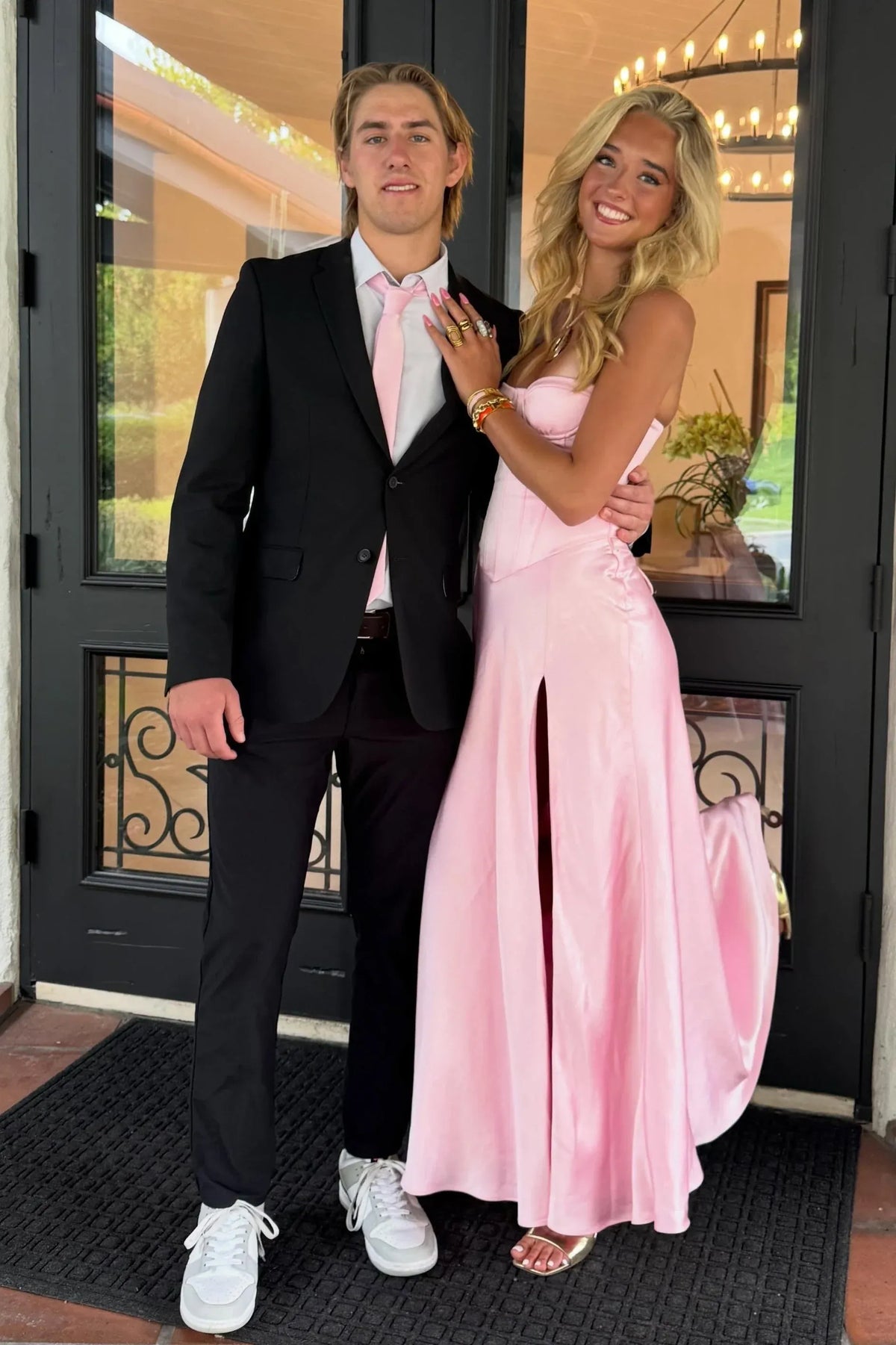 Charming Satin A-Line Sweetheart Strapless Lace Up Back Maxi Prom Dress