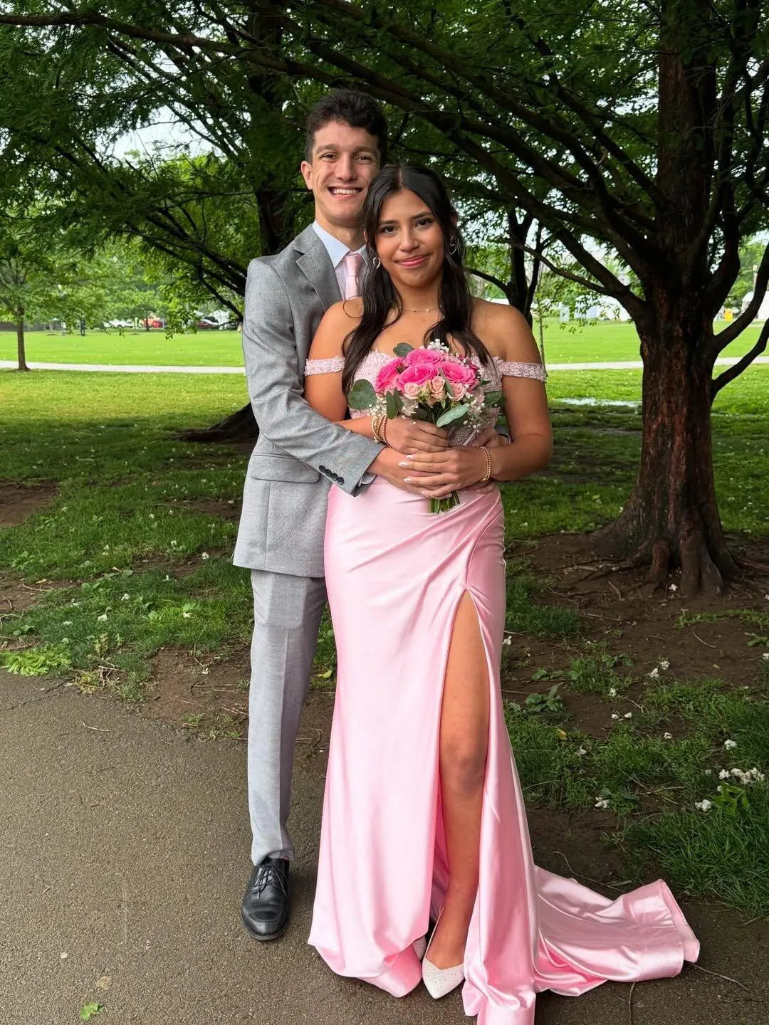 Romantic Satin Mermaid Sweetheart Off Shoulder Lace Up Floor Length Prom Dress