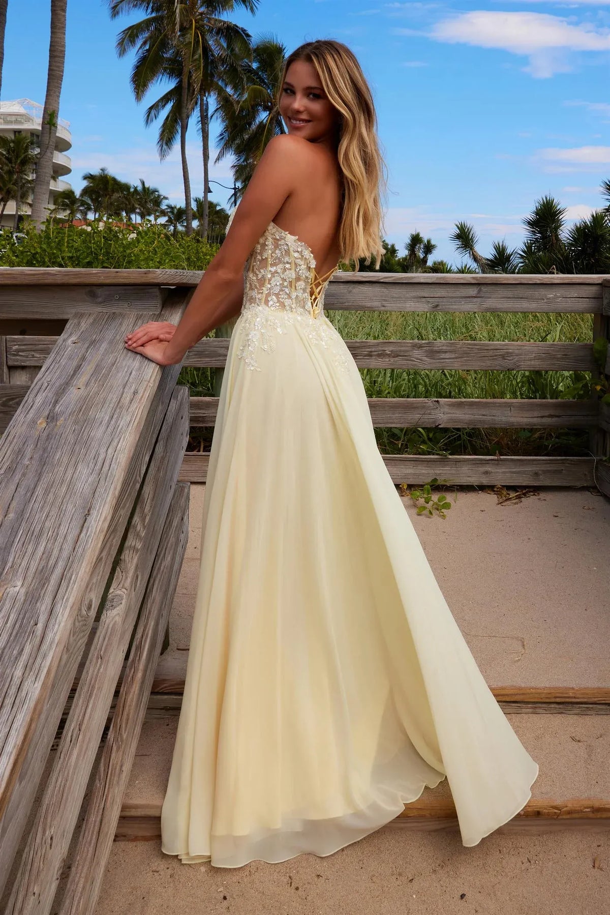 Romantic A-Line Sweetheart Strapless Lace-Up Back Floor-Length Prom Dress