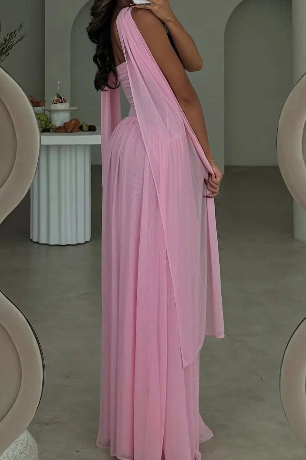 Elegant Chiffon A-Line Sweetheart Sleeveless Open Back Scarf Tie Long Party Dress