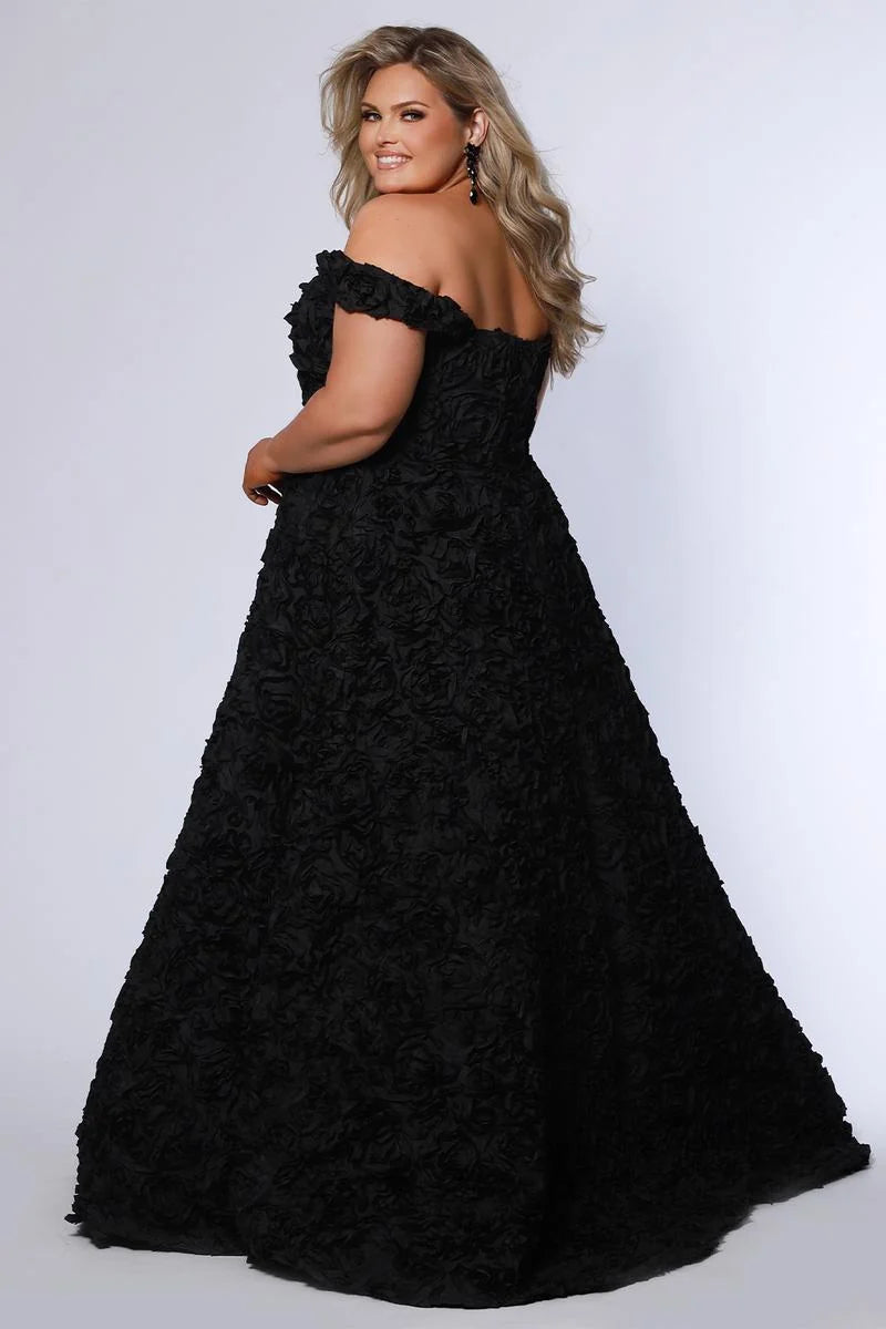 Elegant Plus Size A Line Off Shoulder Rosette Floor Length Prom Dress