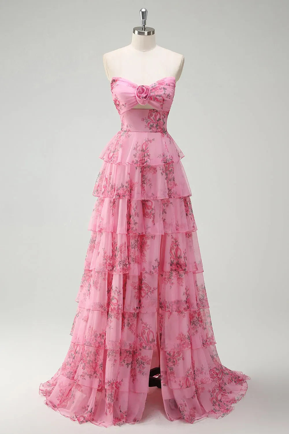 Romantic A-Line Sweetheart Strapless Zipper Tiered Floor Length Plus Size Prom Dress