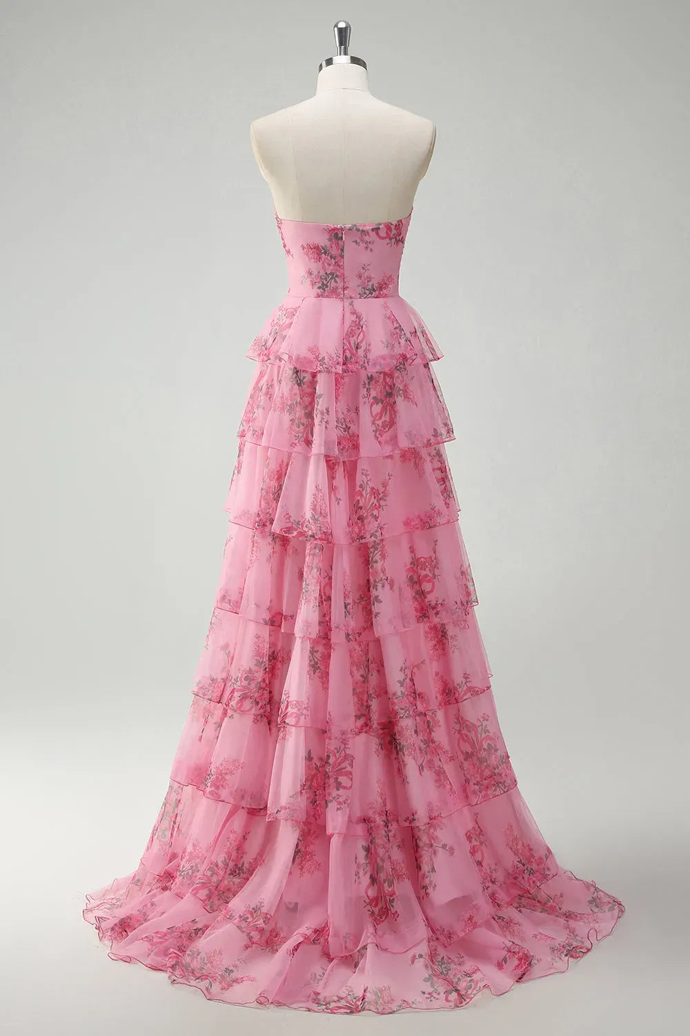 Romantic A-Line Sweetheart Strapless Zipper Tiered Floor Length Plus Size Prom Dress