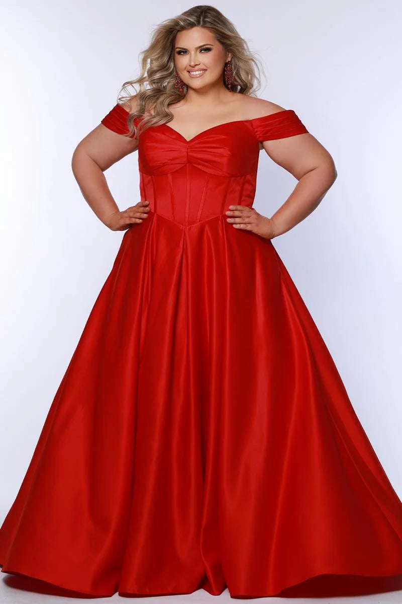 Elegant Plus Size A Line Sweetheart Off Shoulder Satin Prom Dress