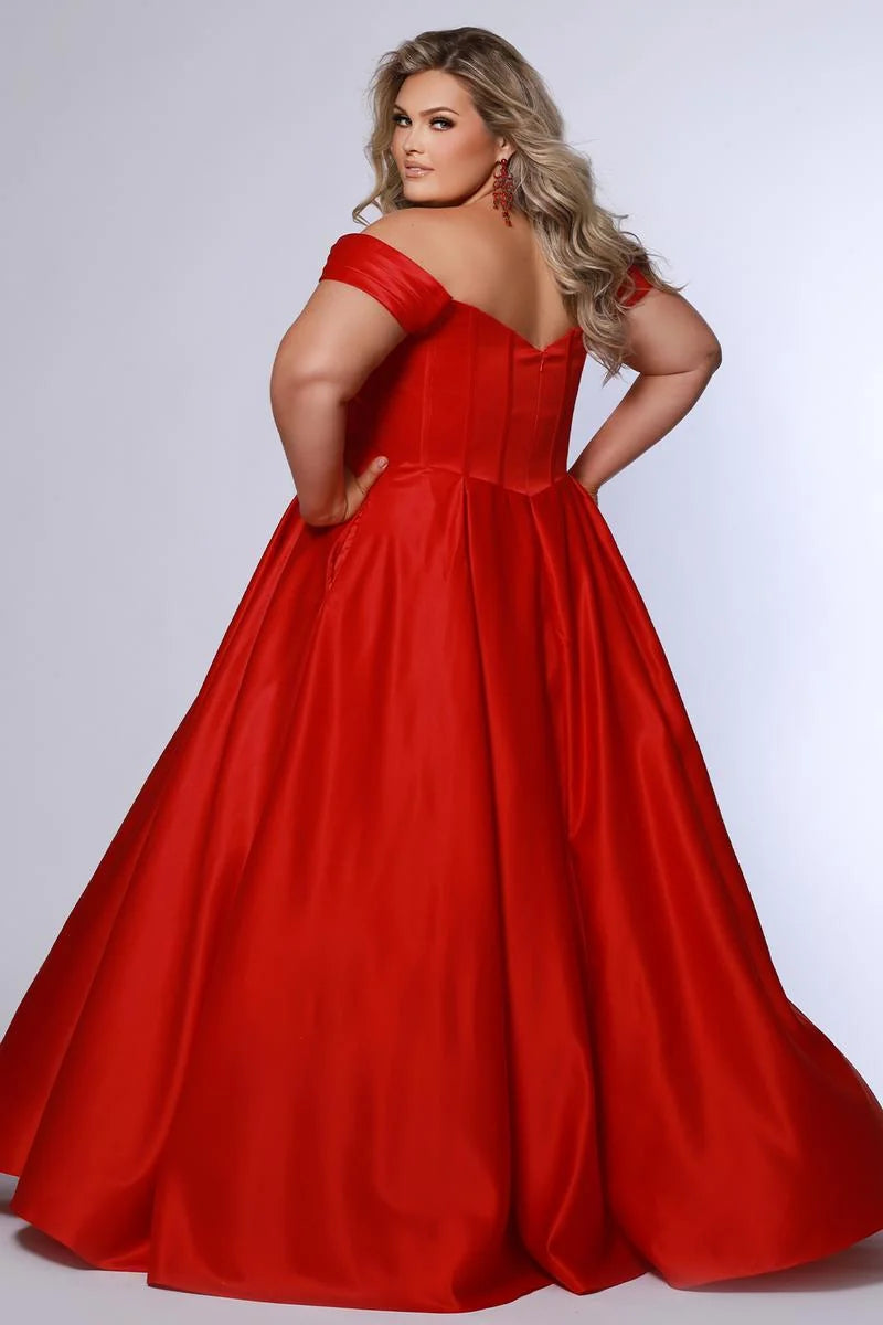Elegant Plus Size A Line Sweetheart Off Shoulder Satin Prom Dress