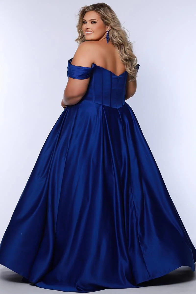 Elegant Plus Size A Line Sweetheart Off Shoulder Satin Prom Dress