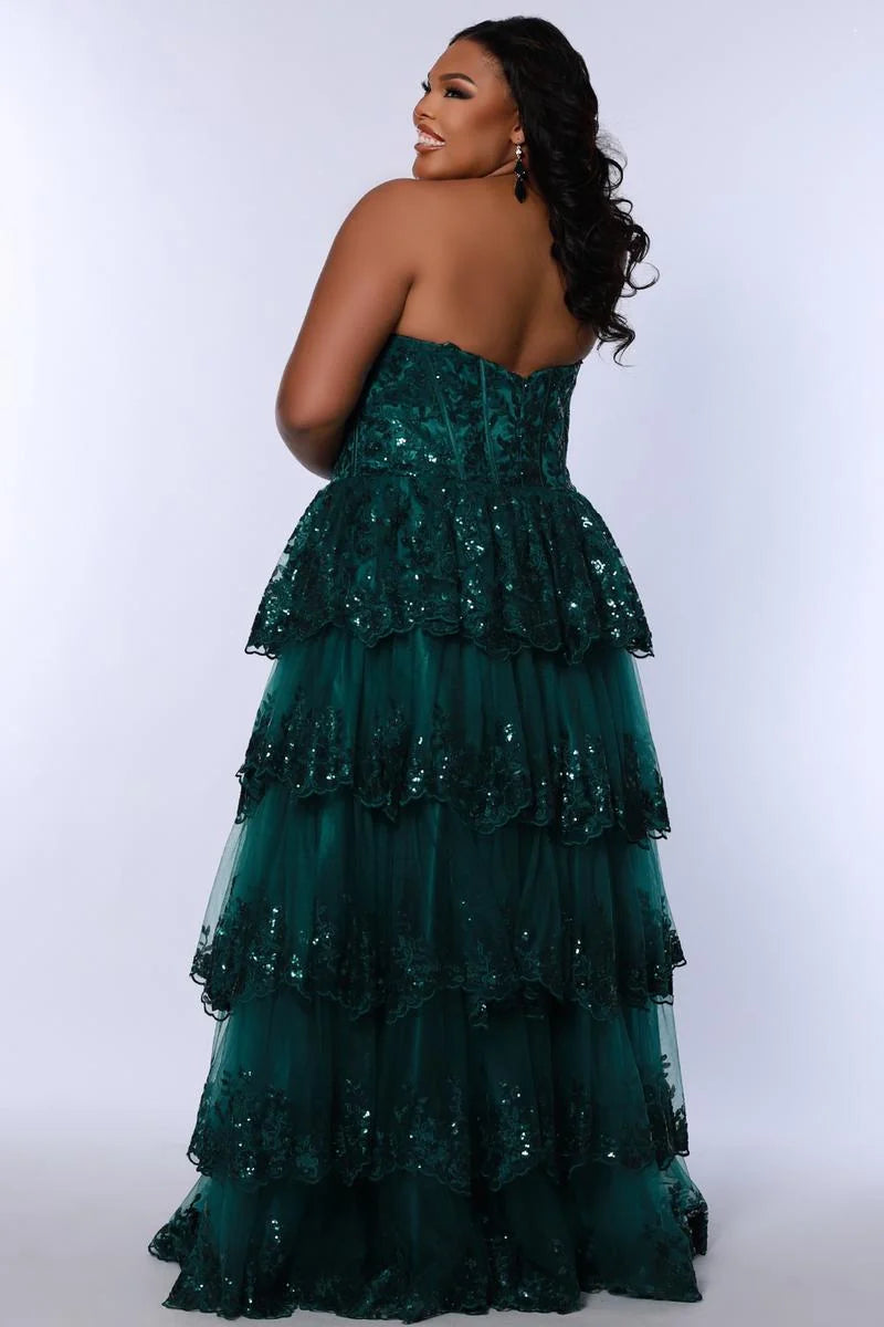 Glamorous Plus Size A Line Sweetheart Strapless Sequin Tulle Prom Dress