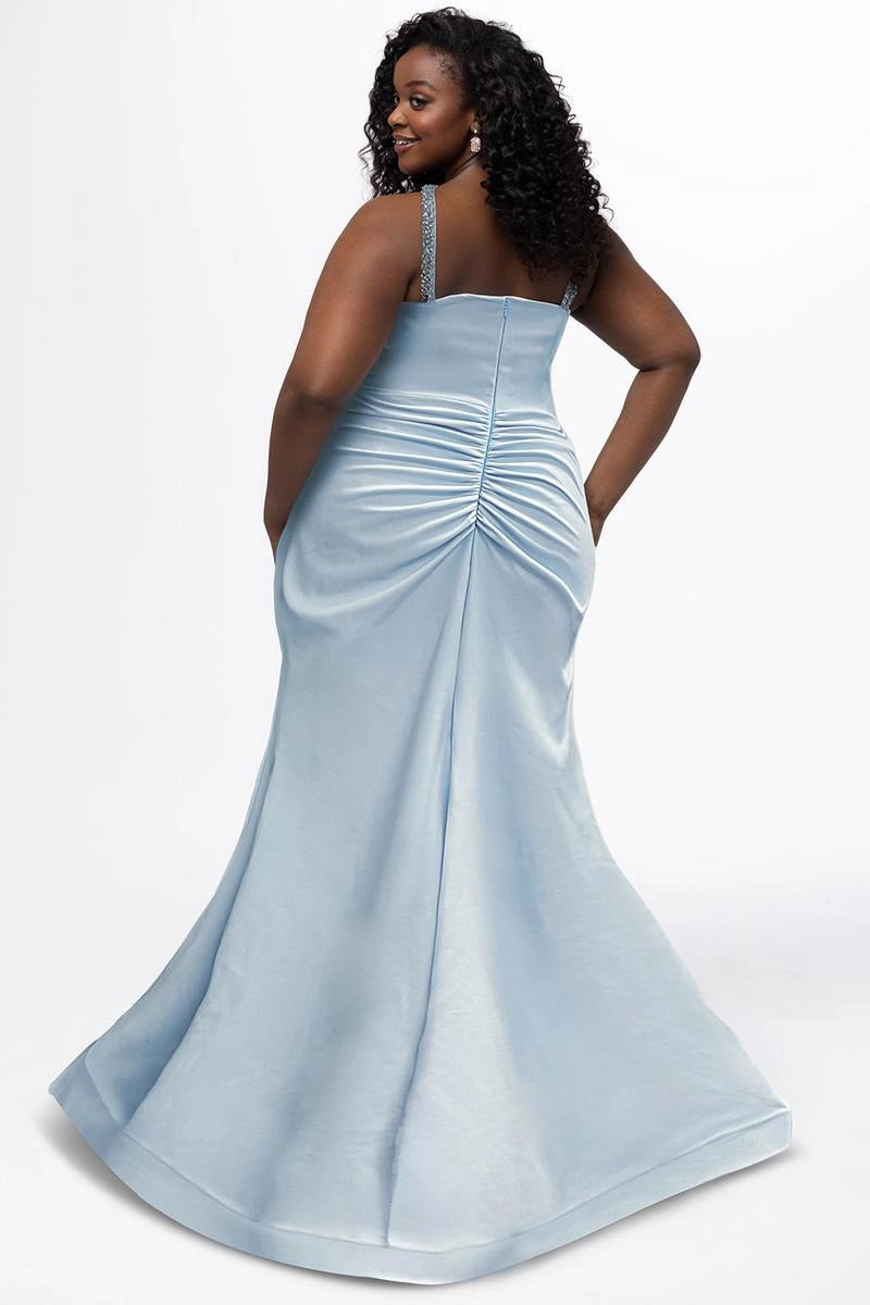Elegant Plus Size Mermaid Sweetheart Sleeveless Satin Floor Length Prom Dress