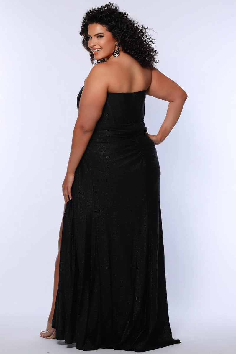 Glamorous Plus Size Sheath Sweetheart Strapless Glitter Floor Length Prom Dress