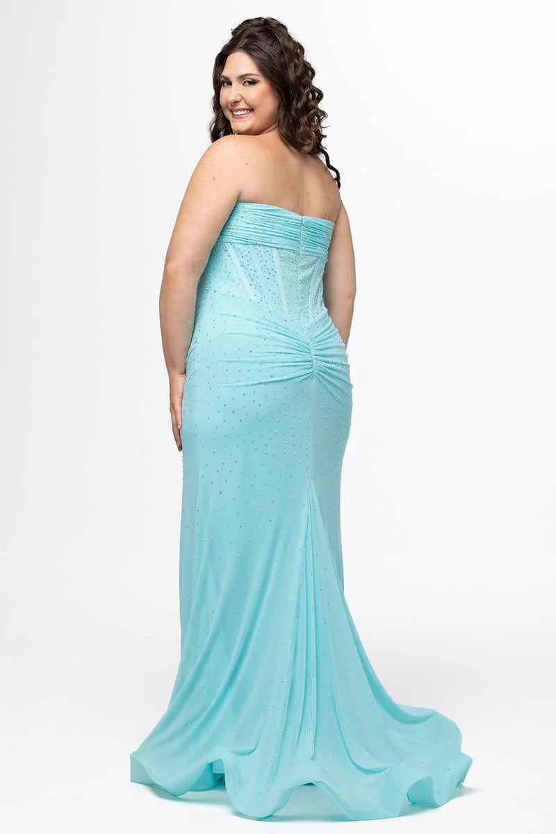 Glamorous Plus Size Mermaid Sweetheart Strapless Jersey Floor Length Prom Dress