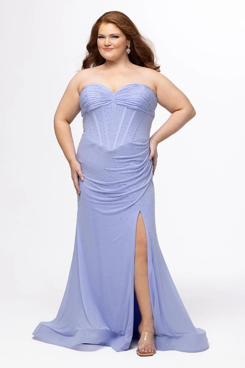 Glamorous Plus Size Mermaid Sweetheart Strapless Jersey Floor Length Prom Dress
