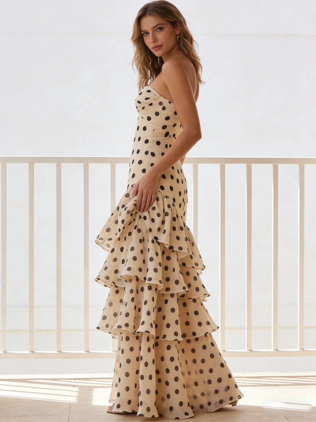 Chic Sheath Sweetheart Strapless Zip Back Ruffle Floor Length Wedding Guest Dress