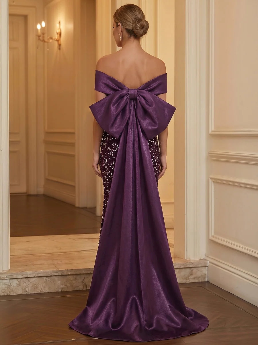 Glamorous Sheath Sweetheart Off Shoulder Sequin Midi Prom Dress