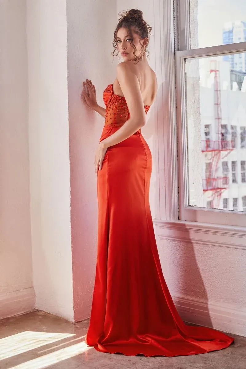 Glamorous Sheath Sweetheart Strapless Sheer Back Floor-Length Prom Dress