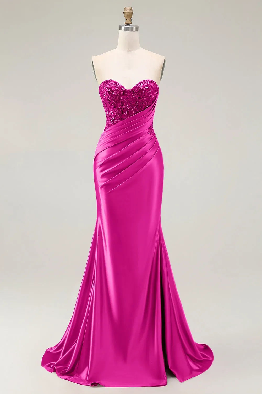 Glamorous Mermaid Sweetheart Strapless Zipper Back Slit Train Red Prom Dress