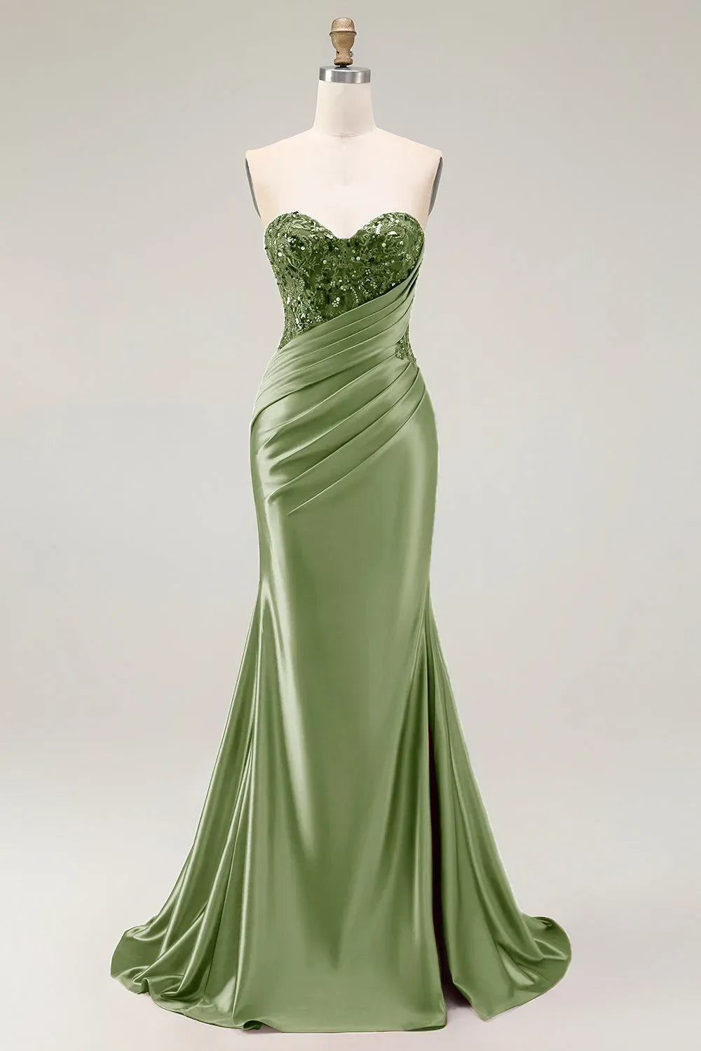 Glamorous Mermaid Sweetheart Strapless Zipper Back Slit Train Red Prom Dress