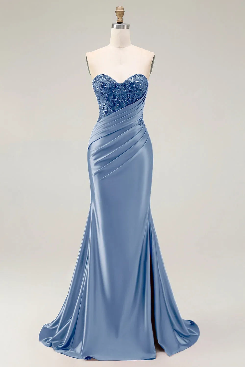 Glamorous Mermaid Sweetheart Strapless Zipper Back Slit Train Red Prom Dress