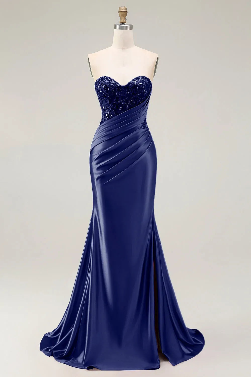 Glamorous Mermaid Sweetheart Strapless Zipper Back Slit Train Red Prom Dress