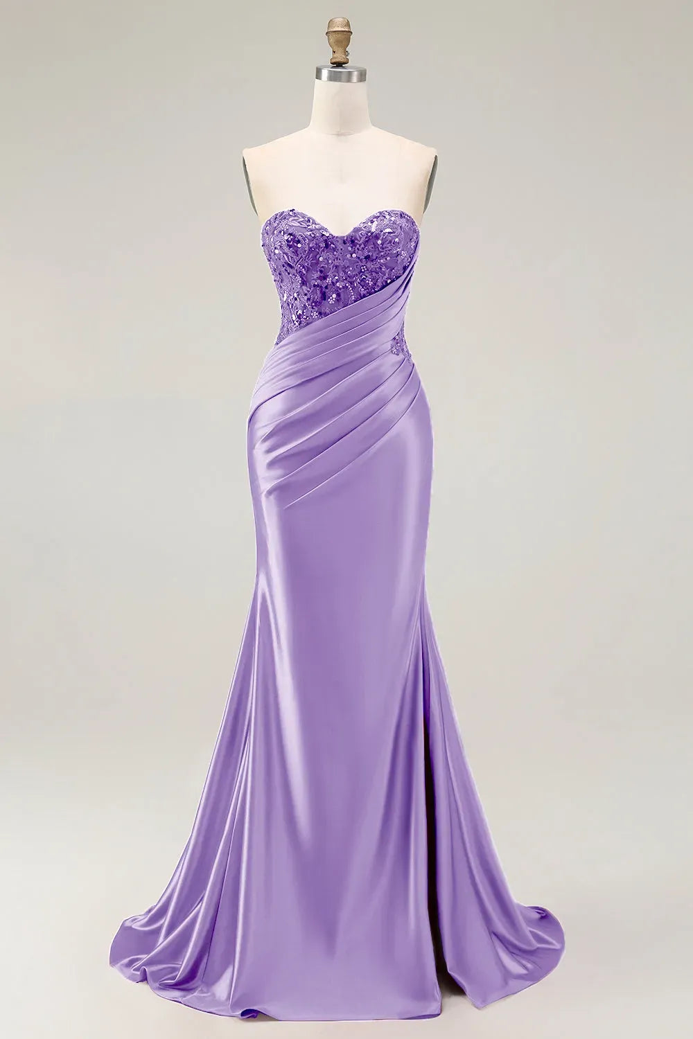 Glamorous Mermaid Sweetheart Strapless Zipper Back Slit Train Red Prom Dress