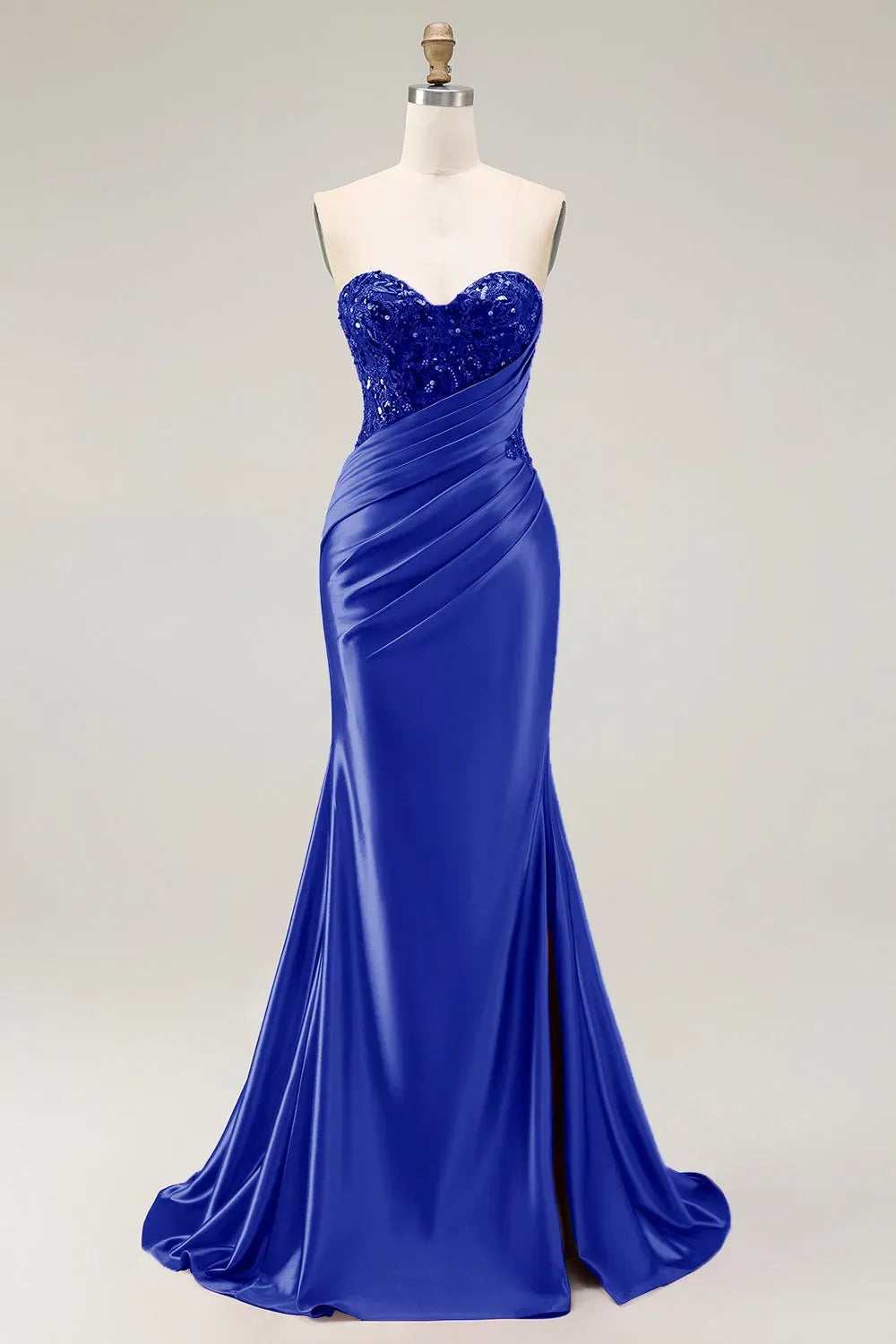 Glamorous Mermaid Sweetheart Strapless Zipper Back Slit Train Red Prom Dress