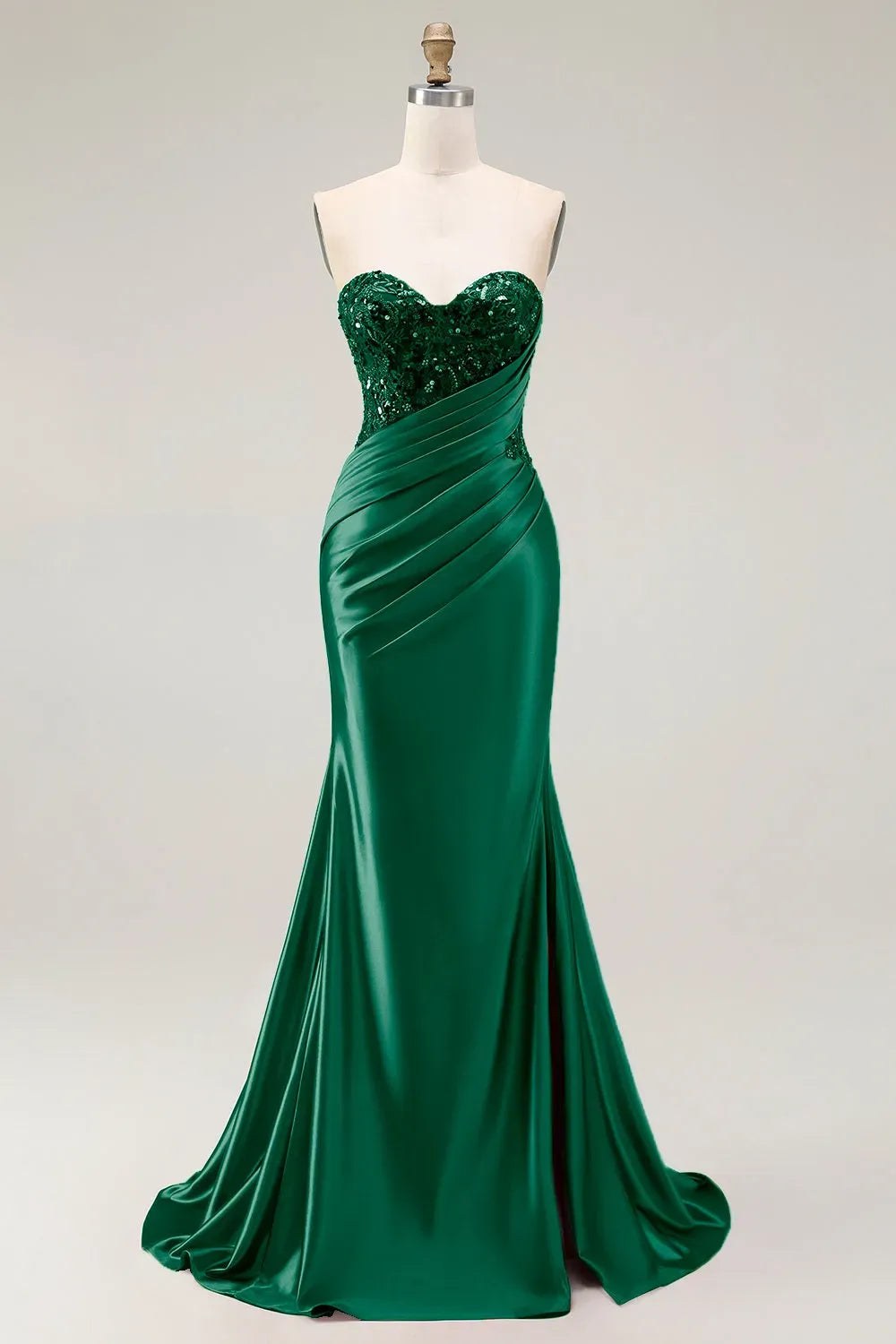 Glamorous Mermaid Sweetheart Strapless Zipper Back Slit Train Red Prom Dress