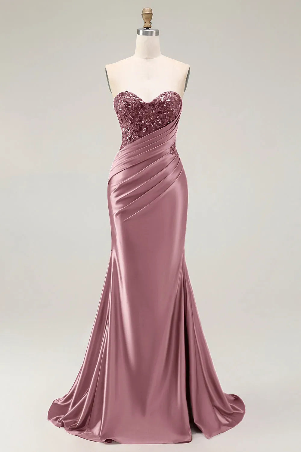 Glamorous Mermaid Sweetheart Strapless Zipper Back Slit Train Red Prom Dress